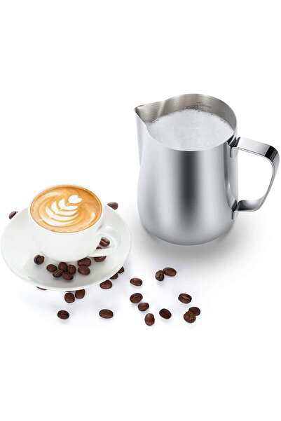 Quasar & Co. Milk jug for frothing milk/cappuccino, barista mug, bar mug, 600 ml, stainless steel, h11 cm