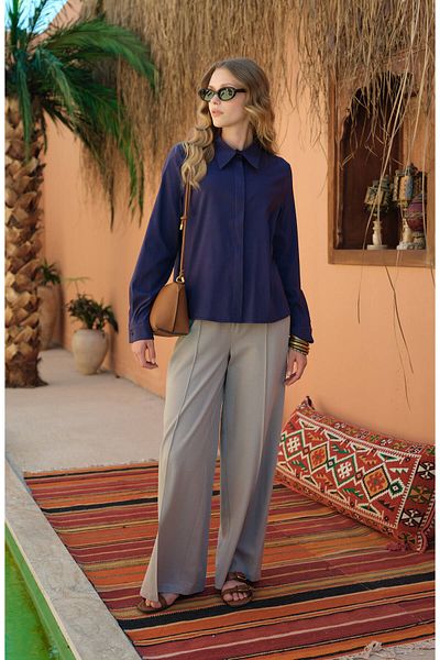 Fatma Atasoy Ironed Gray Linen Trousers