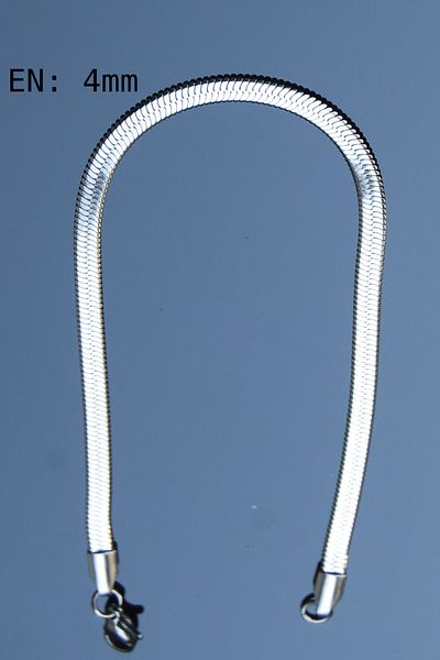 Rua Jewelry Steel Flat Snake Herringbone Bracelet 21 cm 4 mm Silver Color |   Non-Blackening, Unisex, 2 Years Warranty