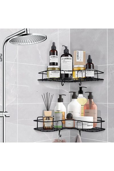 Quasar & Co. Set of 4 Corner Shelves, Hanging, 26 X 26 X 5.5 Cm, Metal, Black