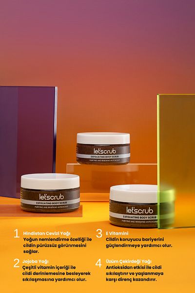 LET'SCRUB 280 Gr Antioxidant Body Scrub - Purifying and Renewing Body Scrub with Grape Seeds