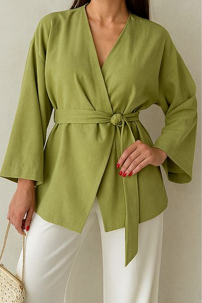 My Blog Geknöpfter Kimono mit Gürtel