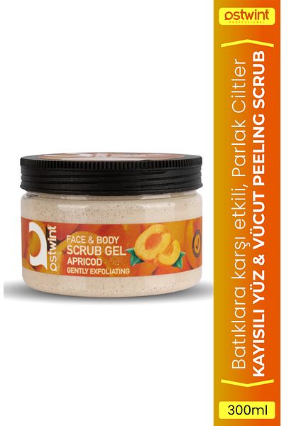 Ostwint 300ml Face and Body Peeling Scrub - Skin Cleanser, Smoothing Circulation Accelerator Apricot