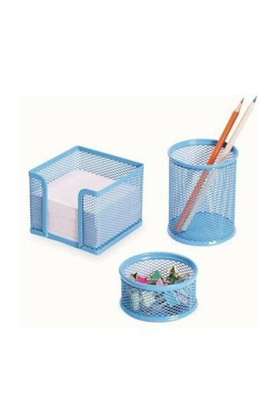 Need Desktop Perforated 3-Piece Blue Pen Holder Set Nd-1003