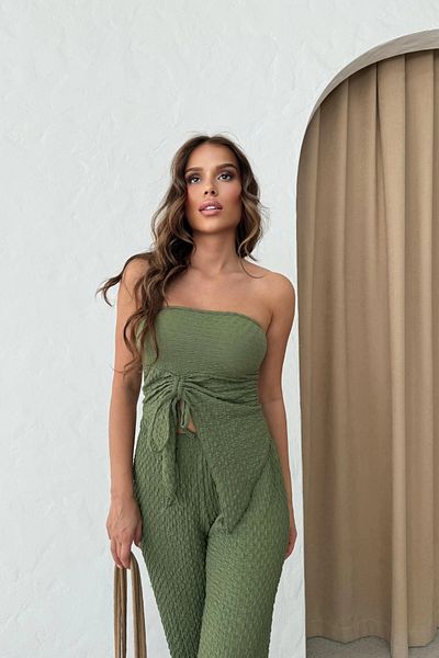Sorridi Strapless Gathered Seersucker 2-Piece Set