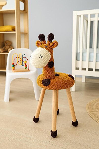 Reyo Hayvan Figürlü Ahşap Amigurumi Çocuk Taburesi Zürafa