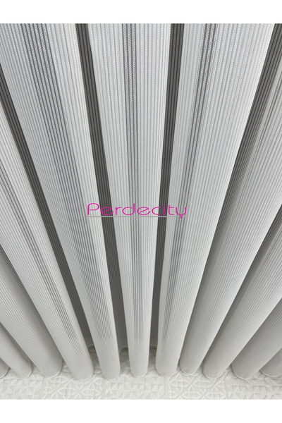 PERDECITY Cabir Silvery Striped Heavy Weight Tulle Curtain 1X3 Tight Pile No Wrinkles No Ironing