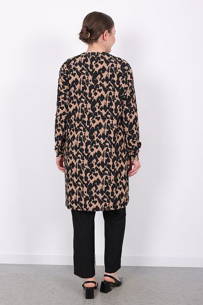 Linvey Summer Comfortable Fit Wrinkle Fabric Leopard Pattern Double Suit Elastic Pants & Loose Cut Tunic