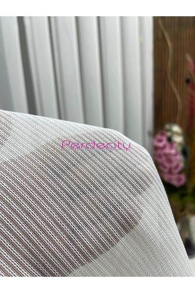 PERDECITY Cabir Silvery Striped Heavy Weight Tulle Curtain 1X3 Tight Pile No Wrinkles No Ironing