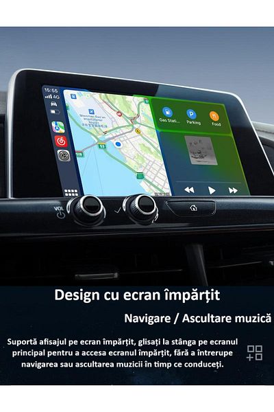zyteq Adaptor wireless CarPlay & Android Auto ZYTEQ® 2-în-1, Plug-and-Play, WiFi 5GHz, BT, compact, gri