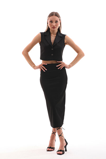 Shine Fine Set Vestă și Fusta - Guler