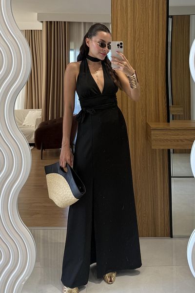 Sorridi Halter Neck Slit Maxi Dress