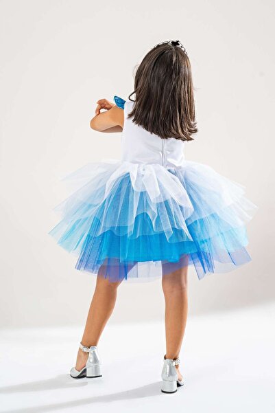 YAĞMUR KOStütüM Taç & Asa & Saç Hediyeli Prenses Elsa Temalı Kız Çocuk Doğum Günü Elbisesi & Parti Kostümü