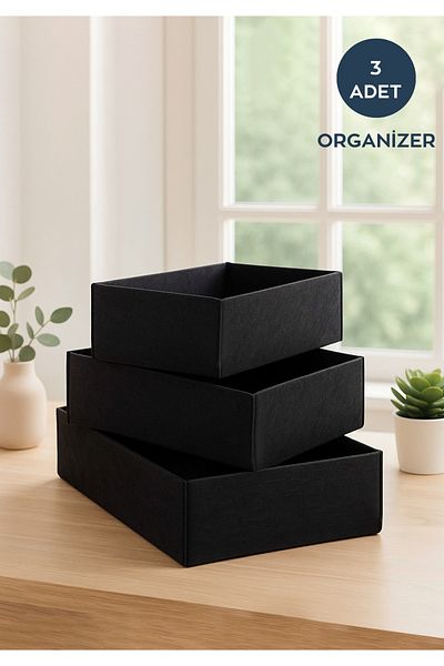 HOMİNG Multi-Purpose 3 Piece Felt Organizer Basket Set Hmy-6272