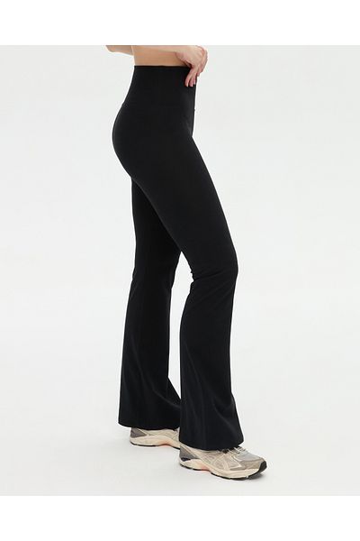 Ayma Active Black High Waist Organic Cotton Flared Leg Leggings