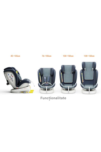 BUF BOOF Scaun auto TWT Plus iSize Buf Boof Blue isofix Rotativ 360 Pozitie Somn Top Tether 40-150 cm