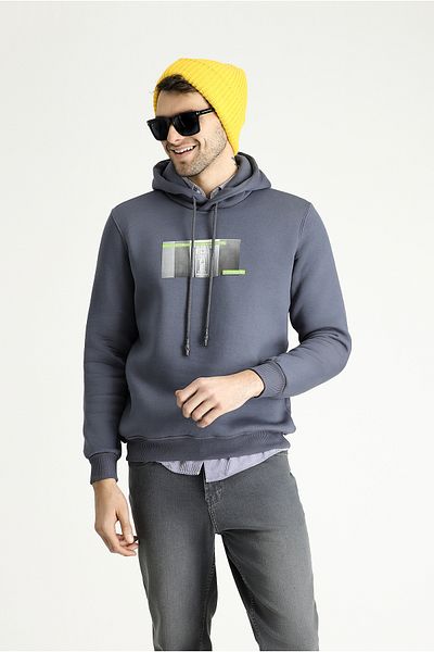 Kiğılı Hooded Fleece Inside Printed Cotton Sweatshirt