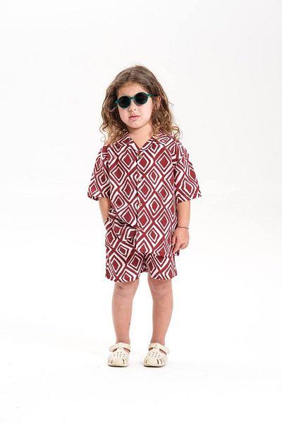 GAistKids Children's Linen Shirt Shorts Patterned Top and Bottom Set