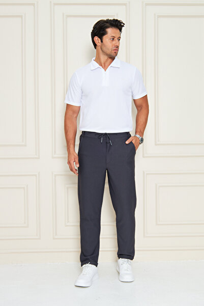 RAKİP Erkek Çizgili Jogger Pantolon Slim Fit Kesim Beli Bağlamalı Yan Cepli Yarım Kemer Pantolon Rakip