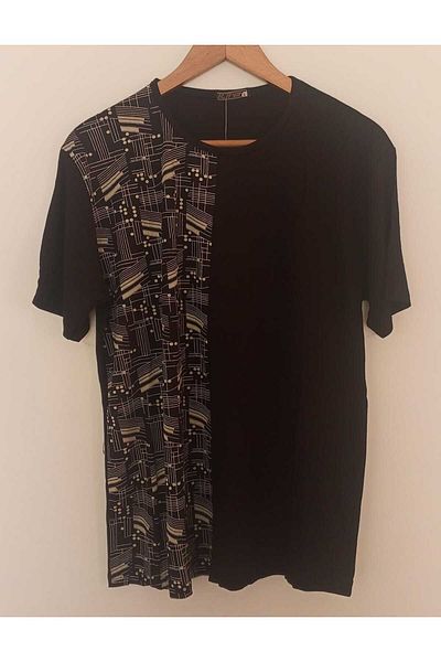 Sarisa Viscose Patterned Short Sleeve Mother Combed Cotton T-Shirt