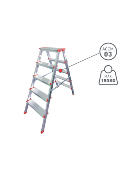 Genel Markalar Alüminyum Çift Çıkışlı Merdiven 5 Basamak | Kaymaz Ayaklı | En...