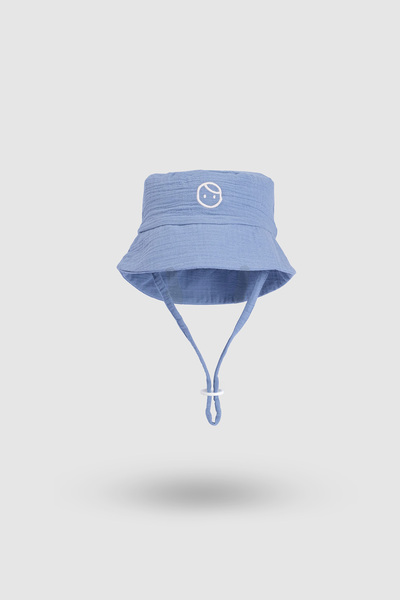 Little Gusto Blue Organic Cotton Muslin Fisherman Baby Hat
