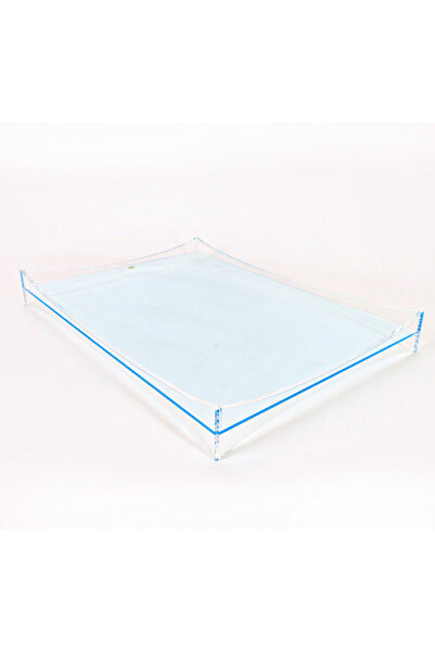 Generic Clear Blue Rectangular Acrylic Serving Tray - Size 65 X 45 X 6 Cm - Weight 2.5 Kg - Ideal For Foods