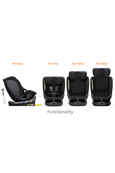 BUF BOOF Scaun Auto B-Joy DELUXE BUF BOOF iSIZE Black cu Isofix pozitie somn 155 grade rotativ 360 grade