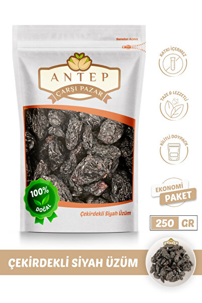 Antep Çarşı Pazar Siyah Üzüm Çekirdekli Gaziantep Kan Üzümü | 250 Gr.