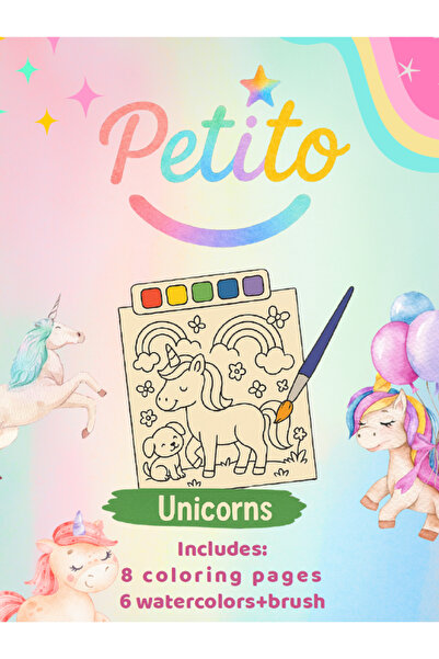 PETİTO SuluBoya seti +Sulu Boya seti +Tek Boynuzlu At Temalı Boyama Seti