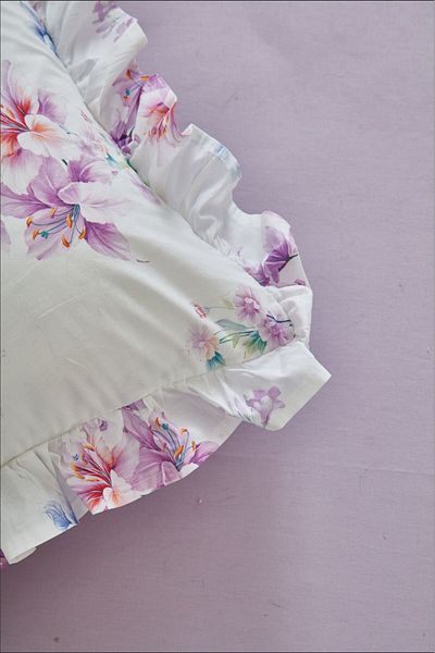 Ricco Lifes 100% Cotton Lilora Ruffled Pillowcase Fitted Sheet