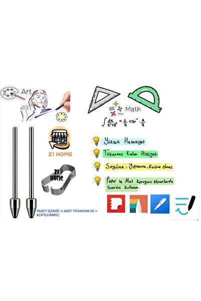 Z1 Home Samsung Tablet S pen Kalem Yedek TİTANYUM Uç Tab S6/S7/S8/S9/S10 Tüm Modelleri İle Uyumlu