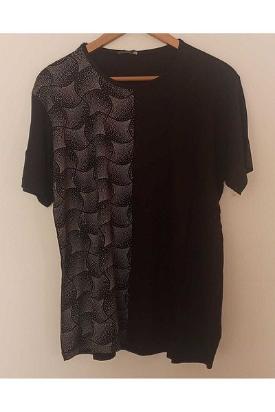 Sarisa Viscose Patterned Short Sleeve Mother Combed Cotton T-Shirt