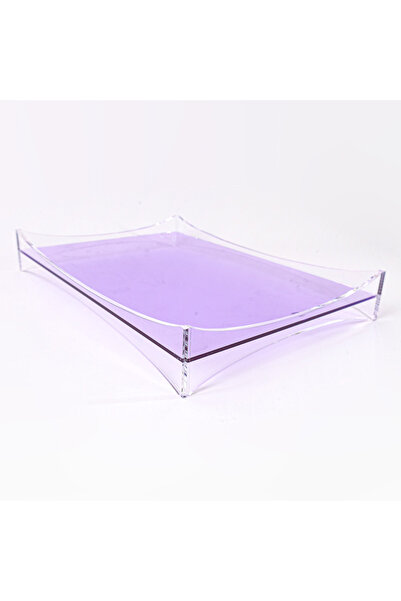 Generic Luxury Clear Purple Acrylic Rectangular Serving Tray - 65 X 45 X 6 Cm - Ideal For Serving Desserts
