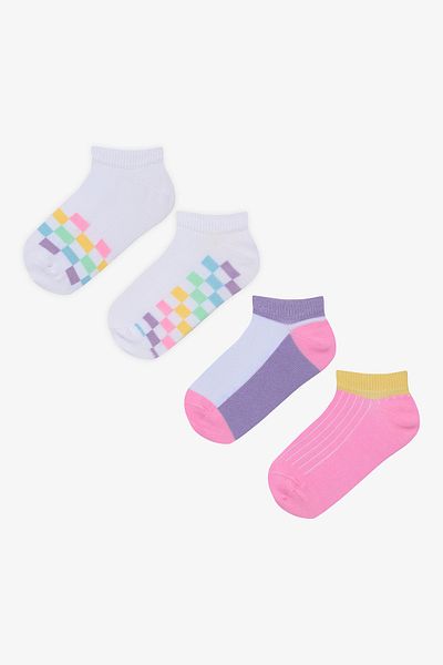 Penti Girl's Check Multicolored 4-Piece Booties Socks