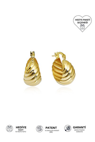 Altınkesesi 14 Ayar Altın Burgu Halka Küpe Mini Kalın 1.5 Cm