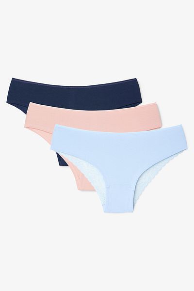 Penti Mixed Color Skyway Lace Detail Low Waist 3-Piece Hipster Panties