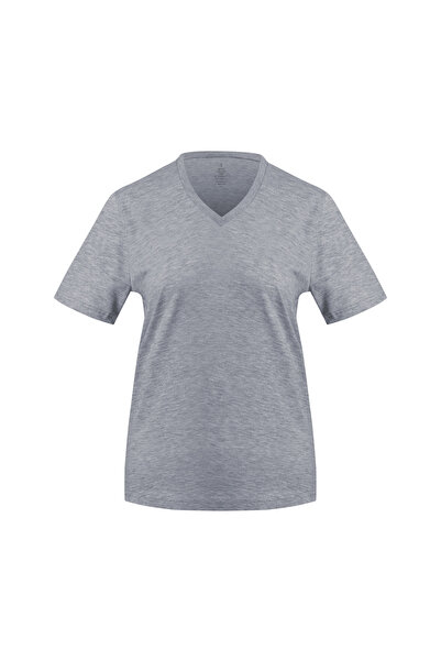 Soho Mood Women's V-Neck 100% Cotton Basic T-Shirt Pack of 4 (2 White 1 Gray 1 Navy Blue)