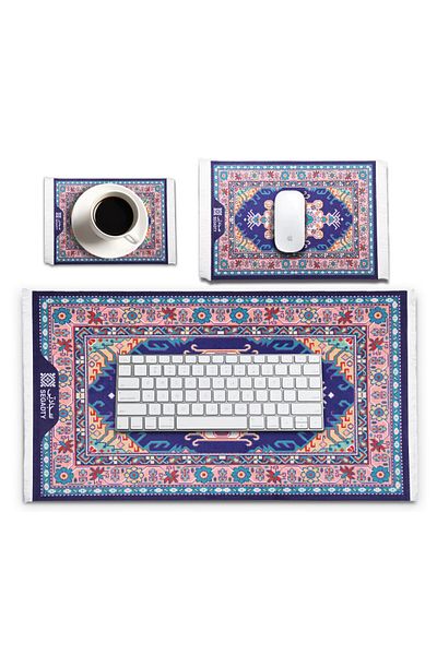 Segadty Sajjati "Purple" Office Rug Set, 3-Piece Elegant Design, Soft Texture and Non-Slip Base