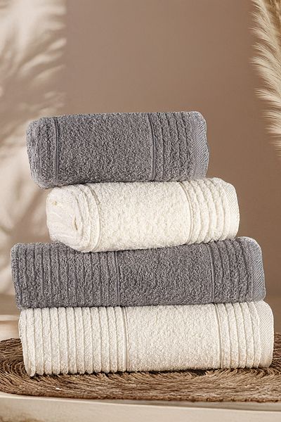 Isessia Sera 4-Piece Bath Towel Set Turkish Bath Set 100% Cotton