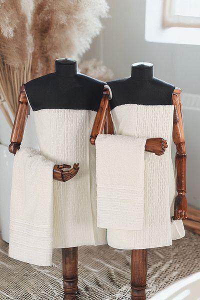 Isessia Pera 4-Piece Bath Towel Set Turkish Bath Set 100% Cotton