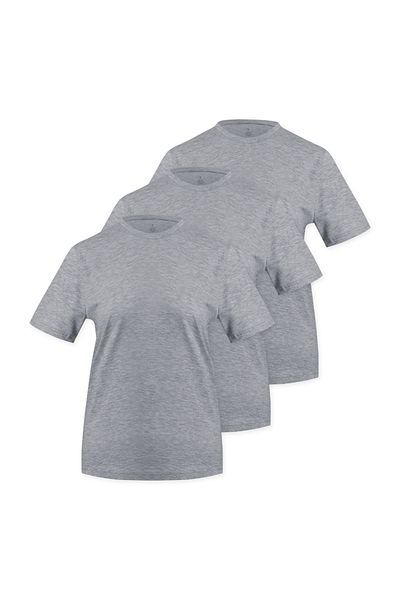 Soho Mood Women's Crew Neck 100% Cotton 3-Pack Basic T-Shirts (3 Grey)