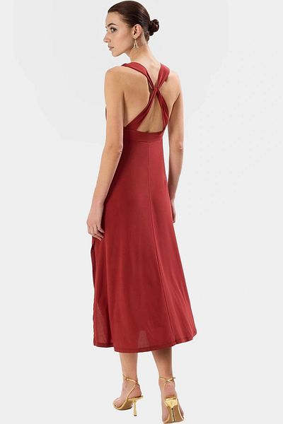 PayBuy Stylish V-Neck Midi Dress Accessory Detailed Knitted Fabric Casual Style Distinguished Material Comfortable Use