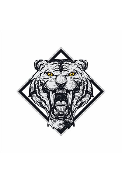 Reysa Tasarım White Tiger Sticker 10X10 cm Colorful Sticker