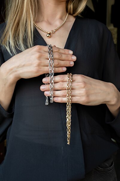 VogueDiamond 14 Ayar Beyaz Altın Halka Zincir Kolye