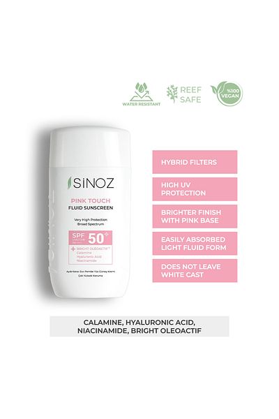 SİNOZ Spf50 Pink Touch Cremă Solară Lichidă