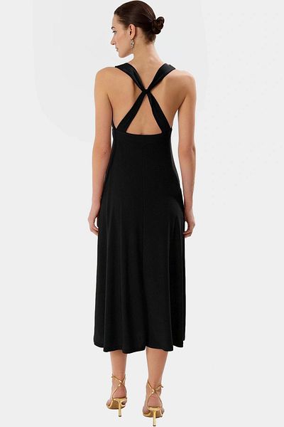 PayBuy Stylish V-Neck Midi Dress Accessory Detailed Knitted Fabric Casual Style Distinguished Material Comfortable Use