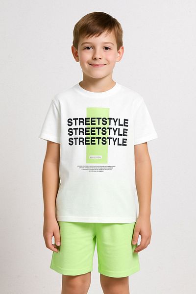 ww waka waka kids store Boys' Streetstyle Printed Shorts Set - 2-Piece Summer Sports Combination