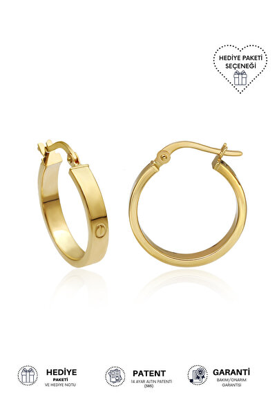 Altınkesesi 14 Ayar Altın Love Halka Küpe 2 Cm