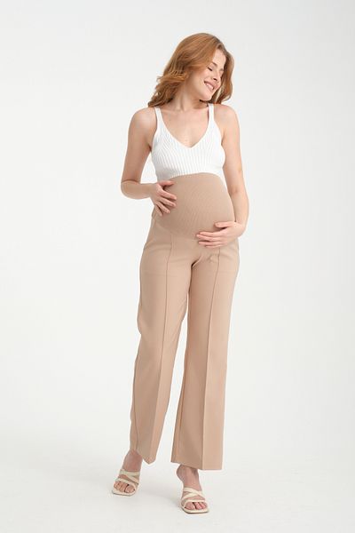 KATLİN MATERNİTY WEAR Adjustable Waist and Front Stitched Wide Leg Fabric Trousers for Pregnant Women